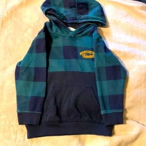 Little boys hoodie size 3/ 4t H&M color green plaid good condition
